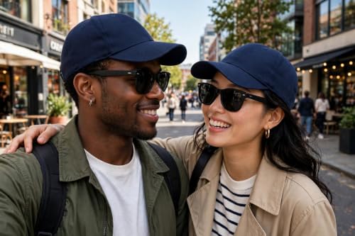 Image of Sunglass for Men Women Cap with Leather Patch, Casual Unisex Sports Hat, Adjustable Fit-Free Size-(Combo Sunglass Cap)