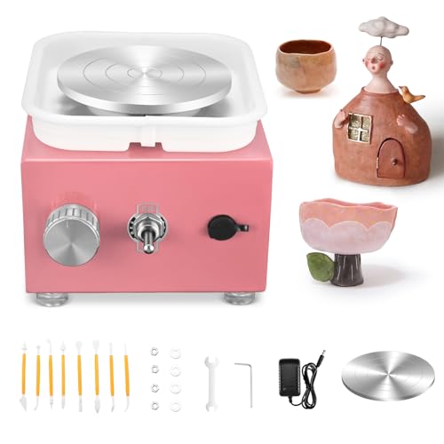 Mini Rueda de Cerámica,Torno Alfarero 2000RPM 10/6.5CM Torno Alfarero Electrico de Velocidad Ajustable Máquina Eléctrica de Cerámica para Tiendas de Bricolaje de Alfarería