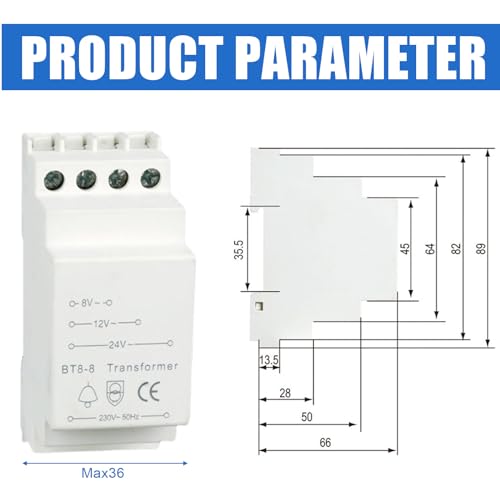 Klingeltrafo Türklingel, Klingeltrafo Transformator Türklingel Gong klingeltrafo 8V-12V-24V passt auf genormte für 35 mm Hutschiene, Klingeltransformator für Türklingel & Türglocken