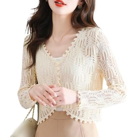 FWSHANGMAO Women's Crochet Lace Cardigan Cover