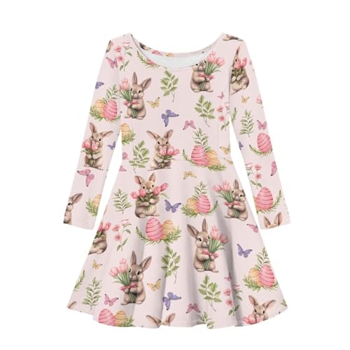 Upetstory Girls Dress Long Sleeve Pleated A Line Flowy Dresss Clothes 2-14Years