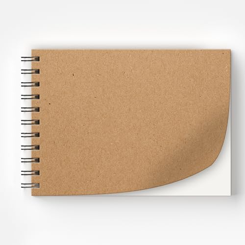 Primus Print Kreativblock Zeichenblock Skizzenbuch Journal - A5 148x210 - Spiralbindung - Kraftpapier - 50 Blatt - blanko (Querformat - 1 Stück)
