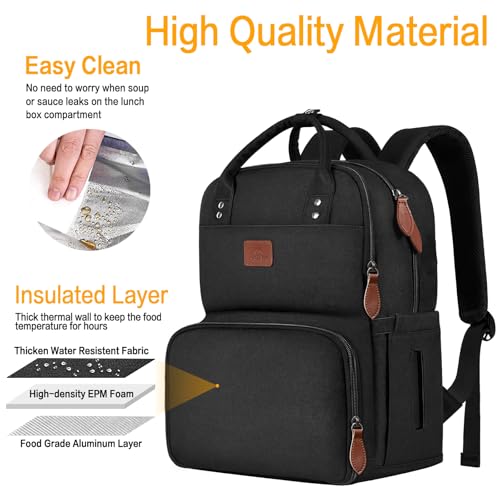 Image of MATEIN 17 Inches Lunch Backpack, Extra Large Lunch Box with Insulated Cooler Compartment, Water Resistant Laptop Backpack for College Work Picnic Beaches