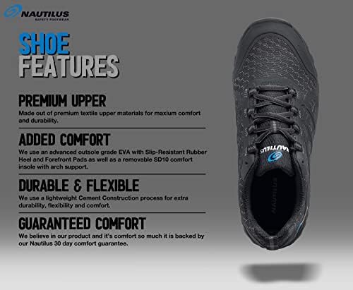 Nautilus Stratus Men's Athletic Work Shoe by FSI: Oil and Slip Resistant, Steel Safety Toe, Ultra Lightweight, N4611-Black, Size 10 Medium Width | Image 4