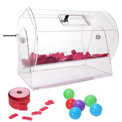 VEVOR Acrylic Raffle Drum,Professional Raffle Ticket Spinning Cage with 2 Keys, Transparent Lottery Spinning Drawing, Holds 5000 Tickets or 200 Raffle Balls, Raffle Ticket Box for Lottery Games Bingo