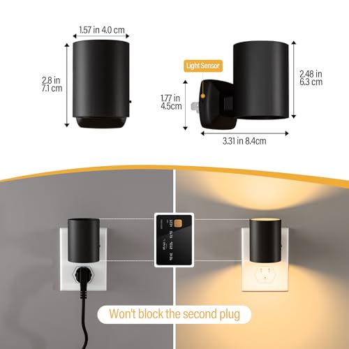 Image of Night Lights Plug into Wall: ETL Night Light Plug in - LED Dimmable Night Light Dusk to Dawn Light Sensor, Soft Warm 2700K, Adjustable Brightness, Wall Lights for Bedroom, Hallway, Stairs - 4 Pack