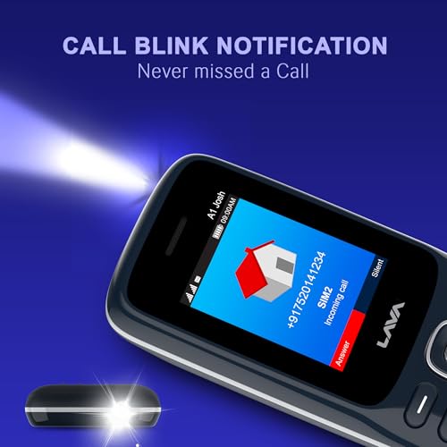 Lava A1 Josh (with BOL Feature) Dual Sim Keypad Mobile Phone | Long-Lasting Battery |22 Launguages Read Support | Auto Call Recording | Call Blink Notification (Blue Silver)