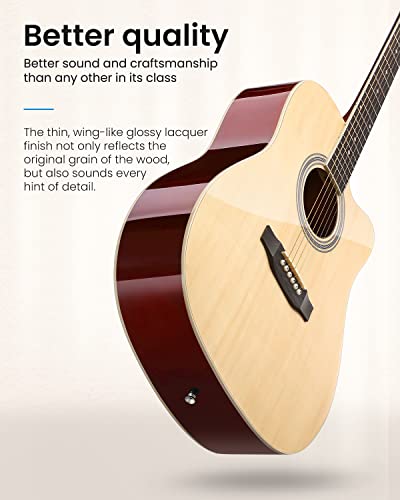 Moukey Guitare Acoustique 4/4 pour Débutant Adolescent Adulte Guitare Folk 41 Pouces avec Poster d’Accords Guitare Guitares Classiques Pack Naturel - Les Beatles, Paul McCartney, John Lennon, RIngo Starr, George Harrison Moukey Guitare Acoustique 4/4 pour Débutant Adolescent Adulte Guitare Folk 41 Pouces avec Poster d'Accords Guitare Guitares Classiques Pack Naturel – Image 5