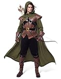 Spooktacular Creations Robin Hood Kostüm, Deluxe Herren Kostüm Set aus Leder für Halloween Dress Up Party (Small, Green)