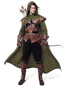 Spooktacular Creations Robin Hood Kostüm, Deluxe Herren Kostüm Set aus Leder für Halloween Dress Up Party (Small, Green)