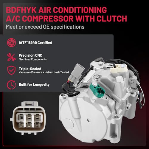 BDFHYK 158323 Air Conditioning A/C Compressor with Clutch Compatible with Toyota Highlander V6 3.5L 2008 2009 2010