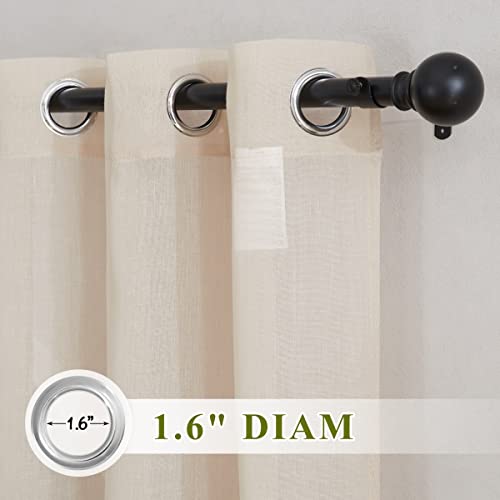 NICETOWN Semi Sheer Beige Curtains 84 inches Long, Grommet Linen Weave Vertical Drapes Semi Sheer Privacy with Light Filtering for Living Room/Bedroom, W36 x L84, 2 Panels