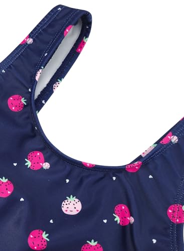 Image of SHEKINI Girls Solid Bathing Suits Kids One Piece Swimsuits U Neck Cute Swimwear