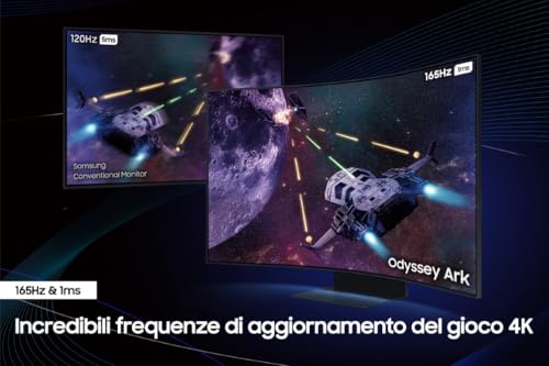 Odyssey Ark (S55CG970), Curvo (1000R), 55'', 3840x2160 (UHD 4K), Mini-LED, HDR10+, VA, 165Hz, 1ms, Freesync Premium Pro, HDMI, USB, WiFi, Bluetooth, Casse Integrate, HAS, Pivot - Monitor - Immagine 4