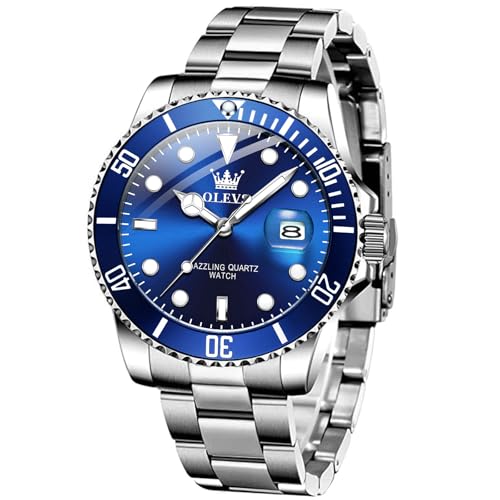 Image of OLEVS Watches for Men,Classic Luxury Big Face Men Watches, Silver Dress Stainless Steel Men Wrist Watch with Luminous Analog Relojes para Hombres