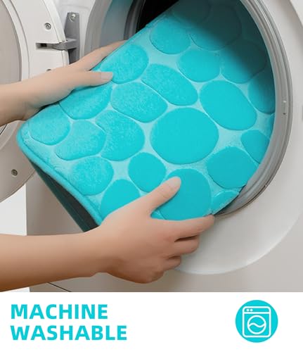 YIHOUSE Memory Foam Bath Mat Cobblestone Bathroom Rugs Super Water Absorbent Bath Mats for Bathroom Machine Washable Bath Rugs(20 x 32,Teal) - image 8