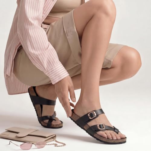 Image of YOHO Snug Sunday Toe Strap Sandals for Women | Designer Upper, Stylish & Comfortable Orthopedic | Office, Summer, Beach, Casual Wear Flats for Ladies /Girls