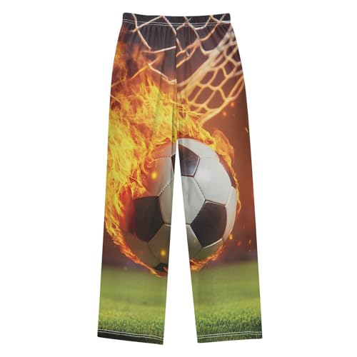 Pajama Pants Soccer Flying with Fire Long Sleep Pants Lounge Bottoms2
