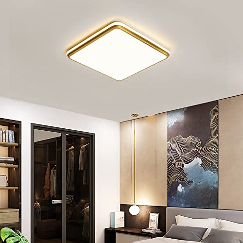 Lampe moderne dorée ultra-mince au format carré encastrable