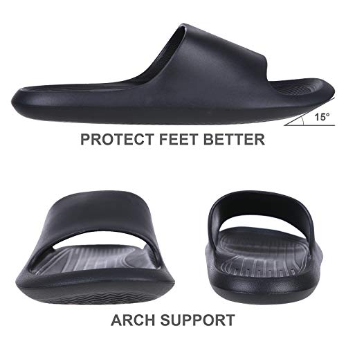 Shevalues Non Slip Shower Shoes For Women Lightweight Eva Bath Slippers Pool Slide Sandals-Not For Narrow Feet Black 37-38 thumb #2