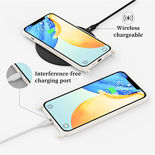 Image of Compatible with iPhone 14 Plus Case with Lanyard Crossbody iPhone Case with Strap Adjustable Shockproof Drop Protection Silicone Phone Cover for iPhone 14 Plus 6.1'' Stone