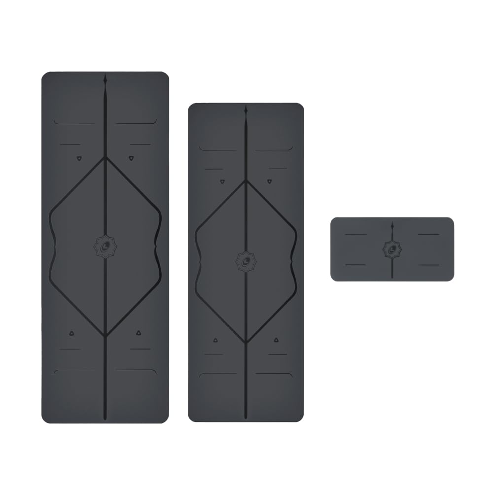LIFORME Yoga Mat Travel Mat Yoga Pad Bundle Pack Patented Alignment System Eco-Friendly Non-Slip Warrior-Grip Made with Natural