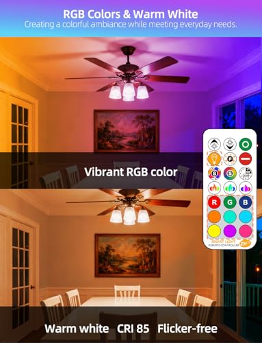 ILC LED Light Bulb 85W Equivalent, Color Changing Light Bulbs 2700K Warm White, Remote Control RGB 6 Modes, Timing, Sync, Dimmable E26 Screw Base (4 Pack)