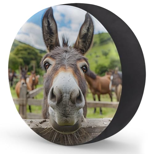 Image of Spare Tire Cover Elegant Donkey Wheel Covers Protectors Waterproof Dust-Proof Universal Fit Trailer, RV, SUV and Many Vehicle 15 Inch