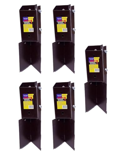 5 x Fence Post Holder 100mm posts Support Concrete In Shoe Anchor Clamp Grip Brown for 100mm x 100mm posts (4) Eliza Tinsley Swiftpost, Pack of 5