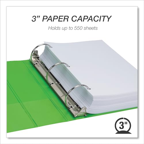 Image of Samsill Earth's Choice, Durable Fashion Color 3 Ring View Binder, 3 Inch Round Ring, Up to 25% Plant Based Plastic, Eco-Friendly, USDA Certified Biobased, Lime Green, Value 2 Pack (U86878)