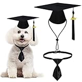 GOYOSWA Dog Graduation Cap and Necktie Collar, Dog Graduation Outfit Adjustable Dog Graduation Cap with Black Tassels 2024 Charm Formal Dog Neck Tie for Dogs Pets (Graduation Cap & Necktie Collar)