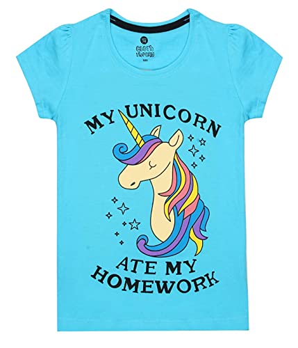 Image of Clotth Theory Girls Super Combed Cotton Regular Fit Round Neck Printed Short Sleeve Tshirt -Combo Pack of 5