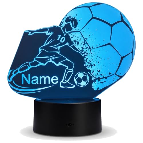 Personalisierte Fußball Lampe mit Name & Nummer - LED Nachtlicht