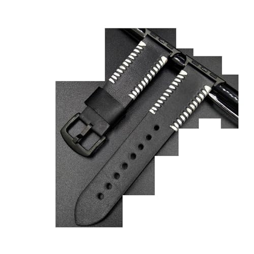 NLNKDTDPAK Lederarmbanduhr 38mm 42mm Satch Strap Fit for iwatch 1 2 3 4 Serise handgemachte Stringing Watch Lederband(Black,22mm)