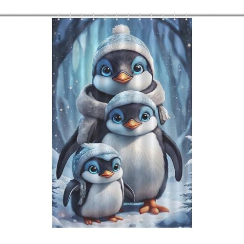 Rideau de douche pingouin mignon imperméable pour baignoire 122x183cm - 7