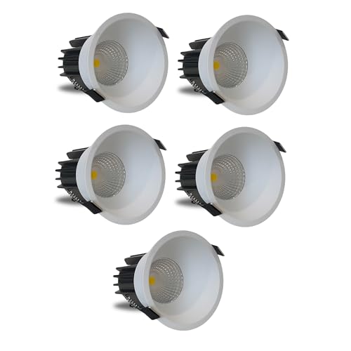 Image of D'Mak 18W White Body LED Deep COB Light | Recessed LED Ceiling Light for Indoor Lighting (Warm White, Pack of 5)