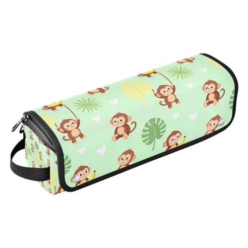 Bolsa de viaje para herramientas de cabello con tapete resistente al calor, organizador para planchas, rizadores y alaciadoras con diseño de mono divertido para mujer miniatura 1