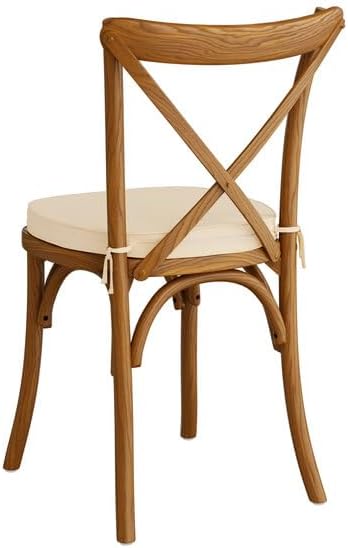 Miniatura 4 de Vineyard - Silla de comedor con respaldo cruzado, madera de fresno marrón, 19.5 x 17 x 34.5 pulgadas, apilable con cojín Chardonnay Tan de 2
