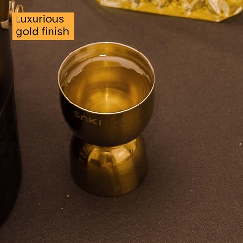 Image of SAKI Peg Measurer Jigger 30 & 60 ml | Cocktail Jigger, Shot Glass, Drink Measuring Bar Tool Double Side (Gold PVD Coated)|Stainless Steel