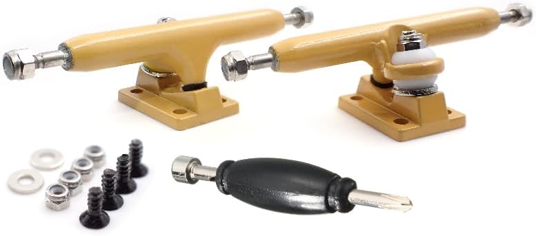SPITBOARDS® 34 mm Fingerboard Pro Trucks by, Real Lock Nuts, Rubber O-Ring Urethane Bushings, Optimised Hanger, Width 34 mm, for Fingerboard Tuning and Assembling (Yellow)