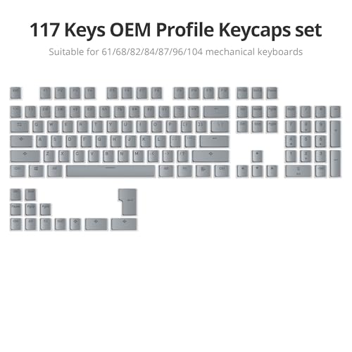 Image of Guffercty kred 117-Key Grey Pudding Keycaps, OEM Profile PBT Anti-Wear Translucent Backlight fits Mechanical Keyboard(Grey Pudding)