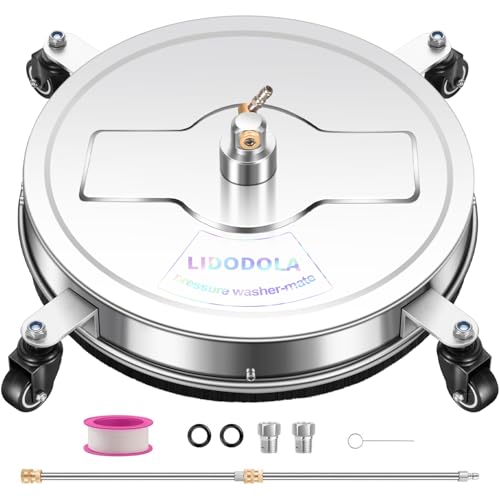 Image of LidoDola 20'' Pressure Washer Surface Cleaner with 4 Wheels - Stainless Steel Surface Cleaner for Pressure Washer Attachment for Concrete, Driveway, Patio, Sidewalk, Deck and Driveways