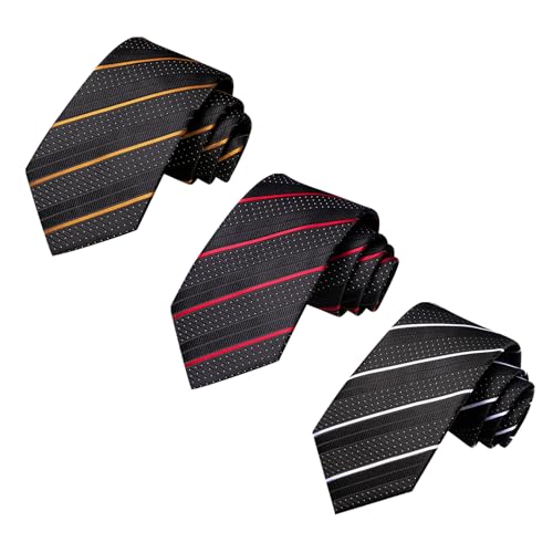 Image of Hi-Tie 3 Pcs Gift Box Mens Tie Set Necktie with Pocket Square Cufflinks Lapel Pin Silk Neck Tie Collection