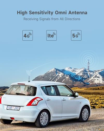 Image of Vehicle Cell Phone Signal Booster for Car, SUV and Truck | Boosts 5G 4G LTE Data & Volte on Band 12 /13 /17 | Omni-Directional Roof Antenna Easy Installation | FCC Approved (Black)