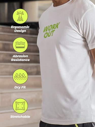 Image of FitMonkey Sports Crew Neck Stretchable Dry Fit T Shirt | Regular Fit Textured T Shirt for Men |Sport T Shirt for Men | Quick Dry Technology with Moisture Control |Breathable & Lightweight