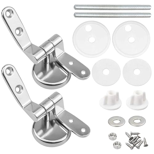 ZFYQ Charnière Abattant WC de Rechange, Lot de 2 Charnières de Siège de Toilette en Alliage de Zinc pour en Bois, Résine, MDF, y compris Raccords