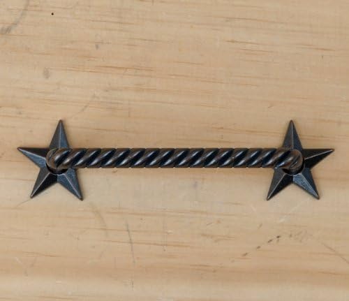 Set of 6 Twisted Rope with Stars Drawer Cabinet Handle Western Southwest Texas Kitchen (Oil Rubbed Brass)