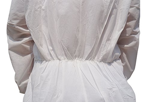 Raygard Light Duty White Disposable Coveralls with Hood Polypropylene PP Suit Elastic Cuffs Front Zipper Closure for Spray Painting Surgical Cleaning Work(X-Large) - Thumbnail 4
