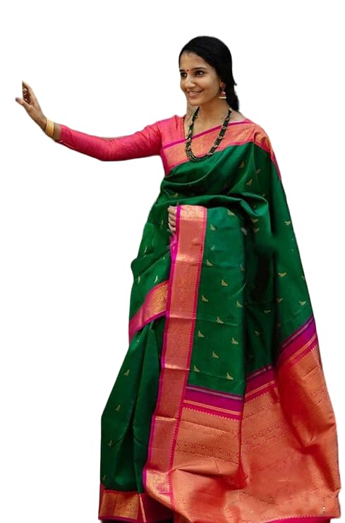 Image of Jaanvi fashion Women's Kanjivaram Silk Saree With Blouse Piece