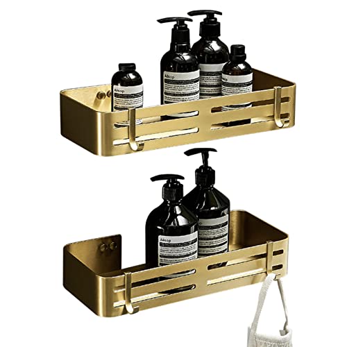 YANYUESHOP Shower Caddy No Drilling Shower Shelf Adhesive Shower Rack with Hook Wall Mounted Space Aluminum for Bathroom
